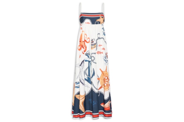 Vestido Midi Colagem – Azul
