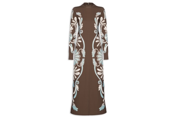 Vestido Midi Coletânea Tropical - Marrom