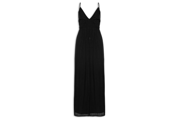 Vestido Midi com Abertura nas Costas - Preto