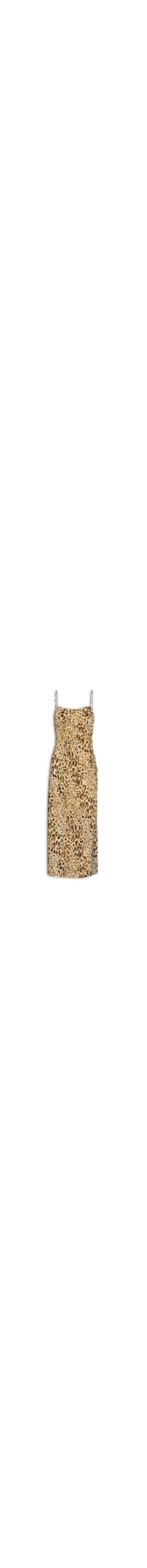 Vestido Midi Com Alça e Fenda Lateral - Animal Print