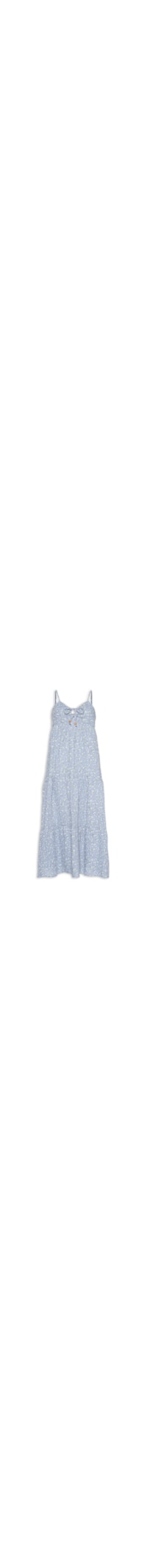 Vestido Midi Com Amarração Estampado - Azul
