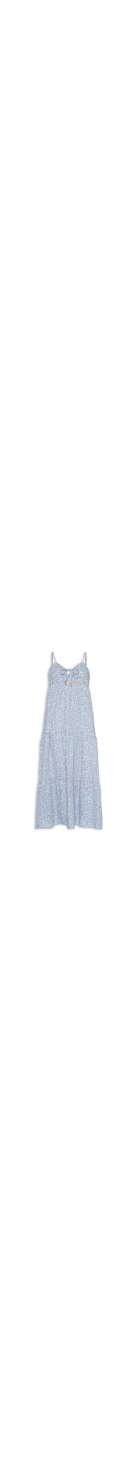 Vestido Midi Com Amarração Estampado - Azul