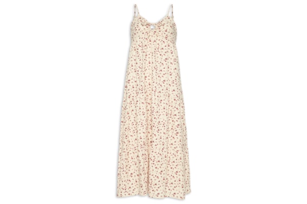 Vestido Midi Com Amarração Estampado - Bege