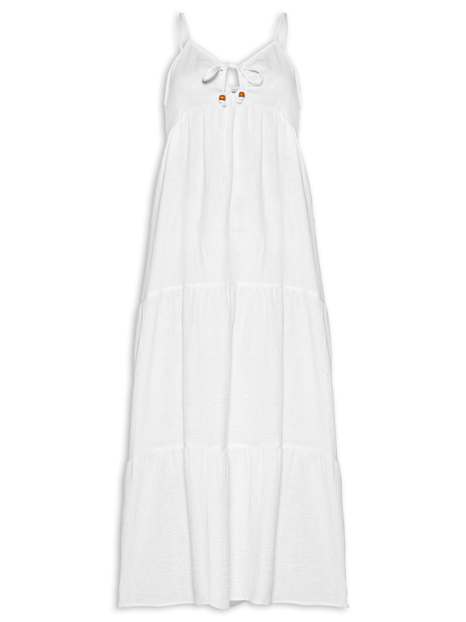 Vestido Midi Com Amarração Estampado Branco Basiq