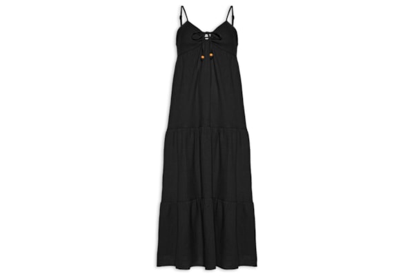 Vestido Midi Com Amarração - Preto