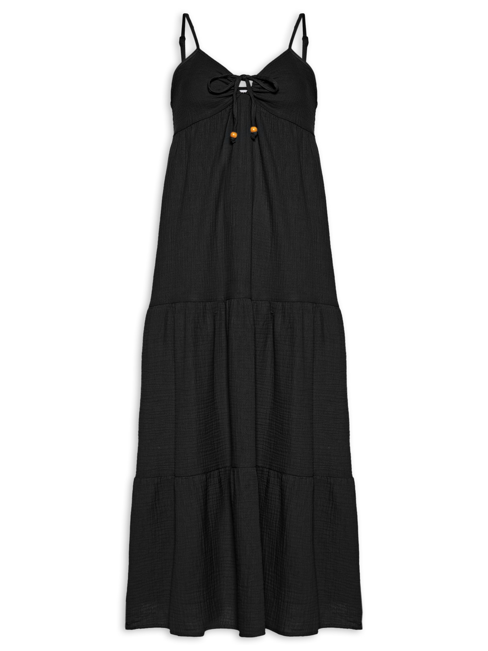 Vestido Midi Com Amarração Preto Basiq
