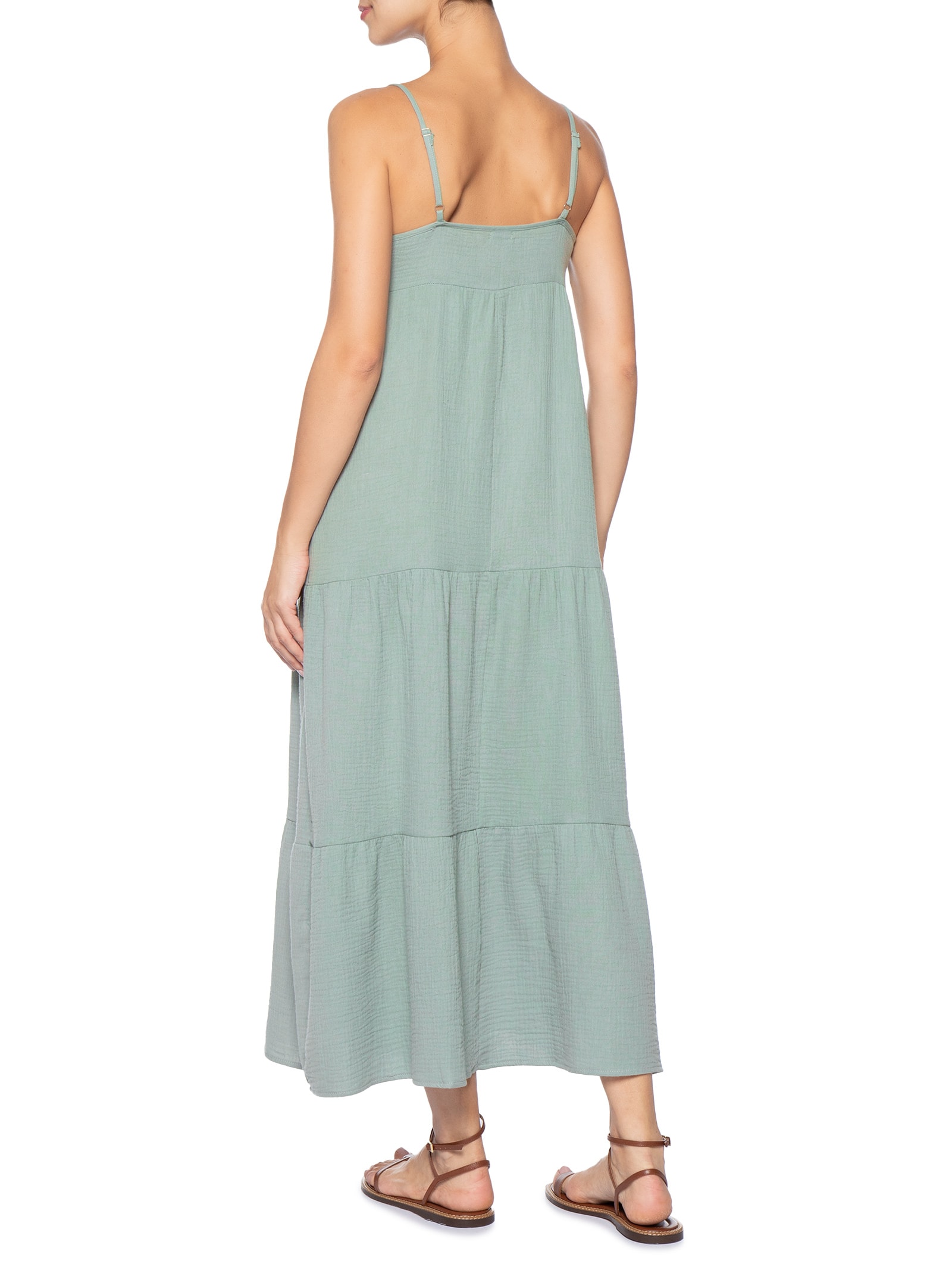 Vestido Midi Com Amarração Verde Basiq