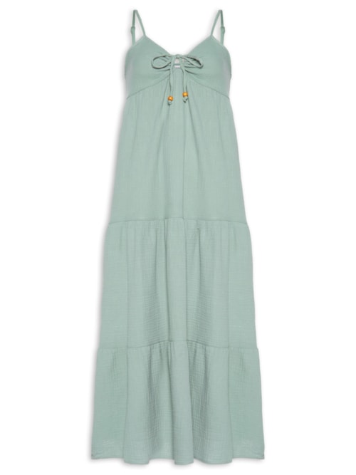 Vestido Midi Com Amarração - Verde