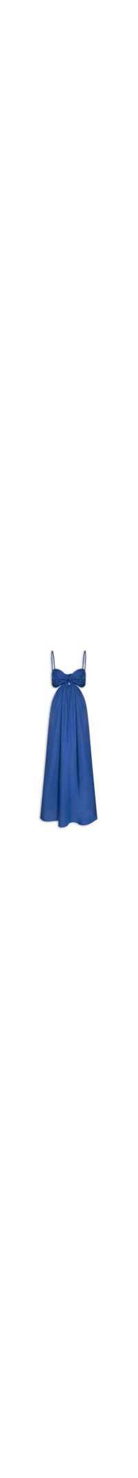 Vestido Midi Com Argola No Decote - Azul