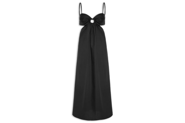 Vestido Midi Com Argola No Decote - Preto 