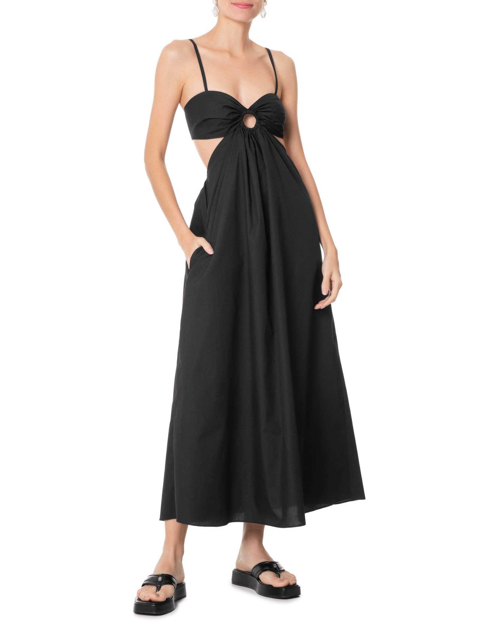Vestido Midi Com Argola No Decote Preto  Market 33
