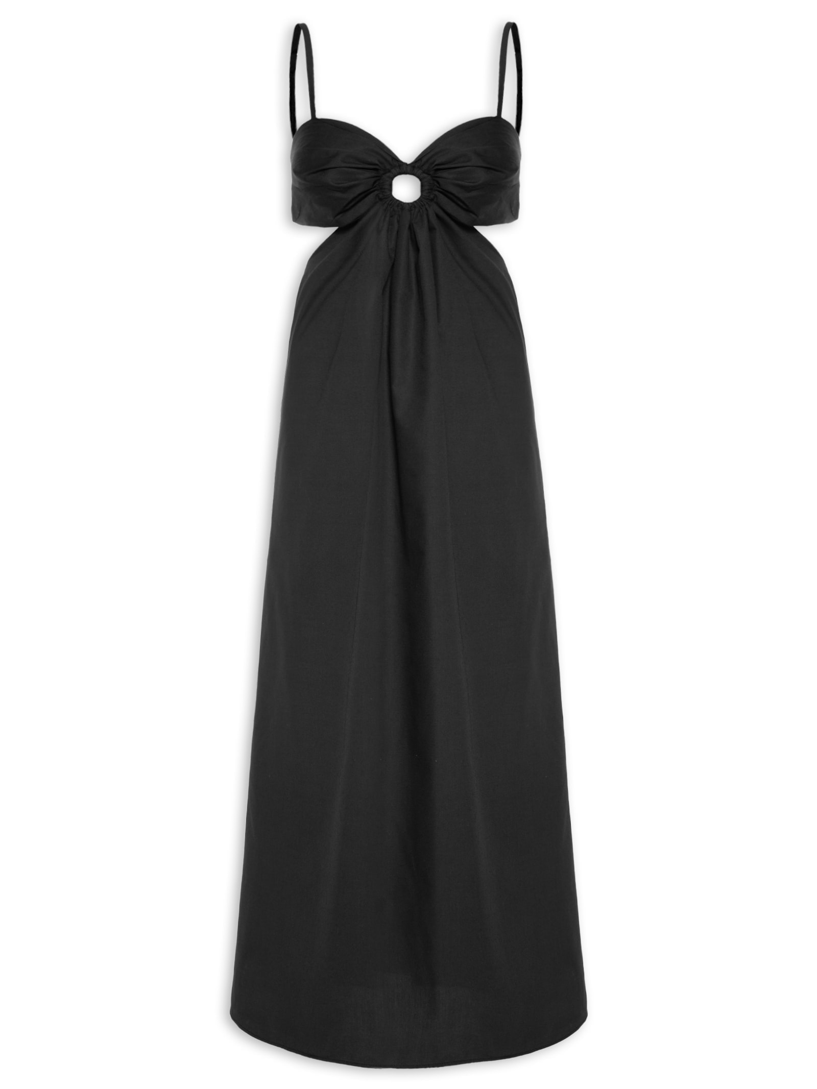 Vestido Midi Com Argola No Decote Preto  Market 33