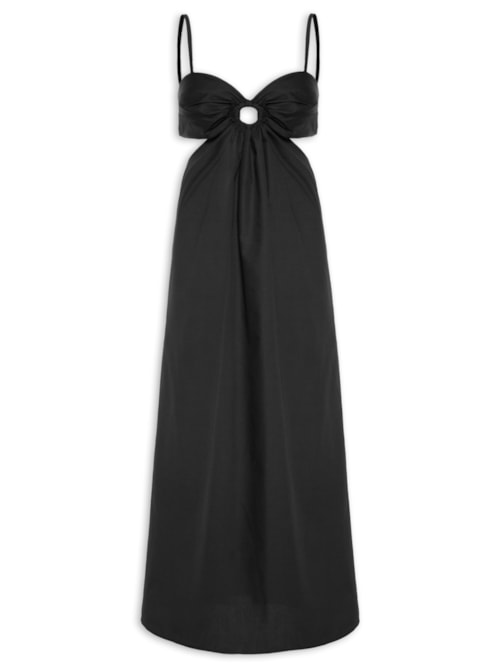 Vestido Midi Com Argola No Decote – Preto