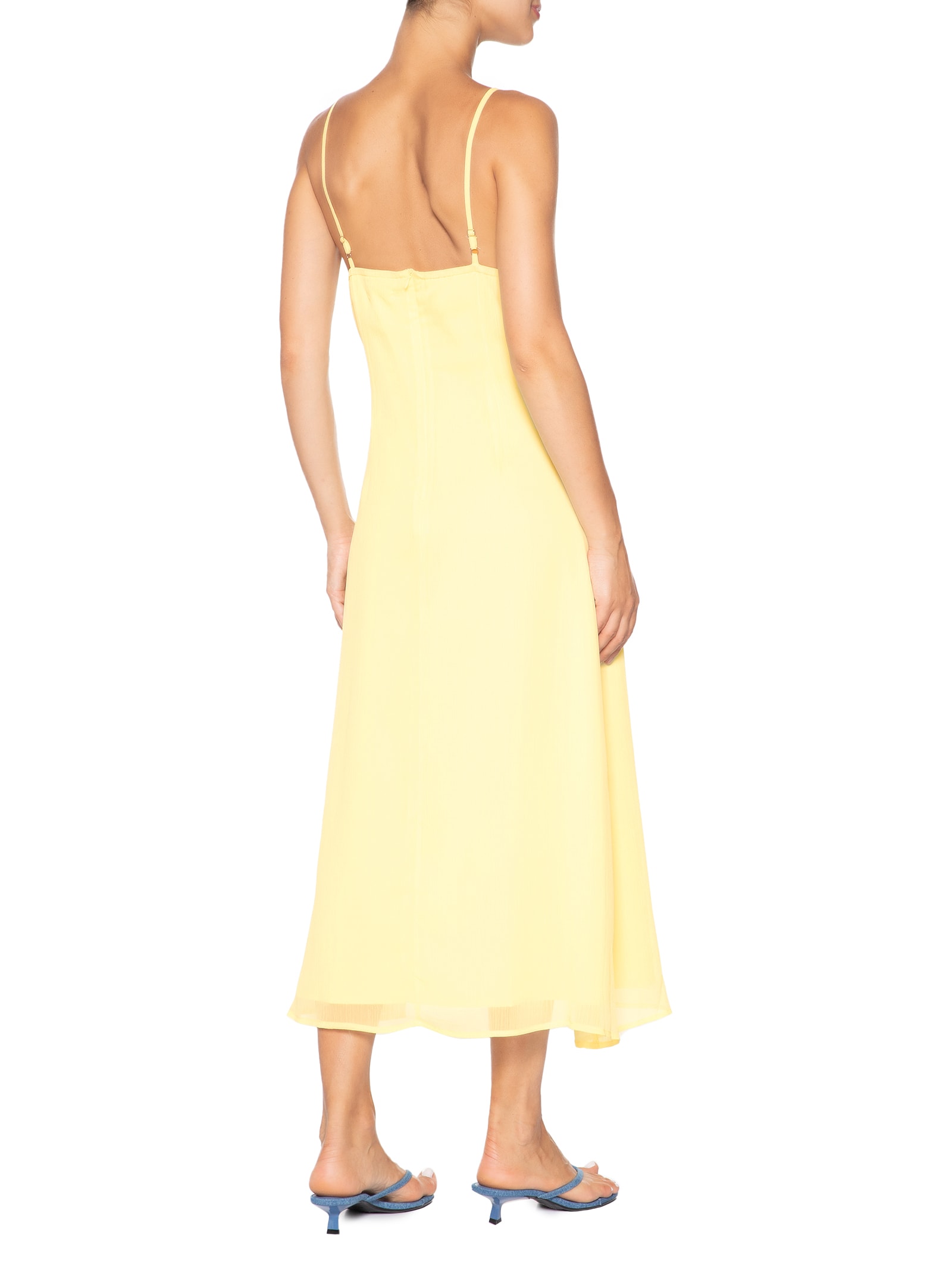 Vestido Midi Com Babado Amarelo Market 33