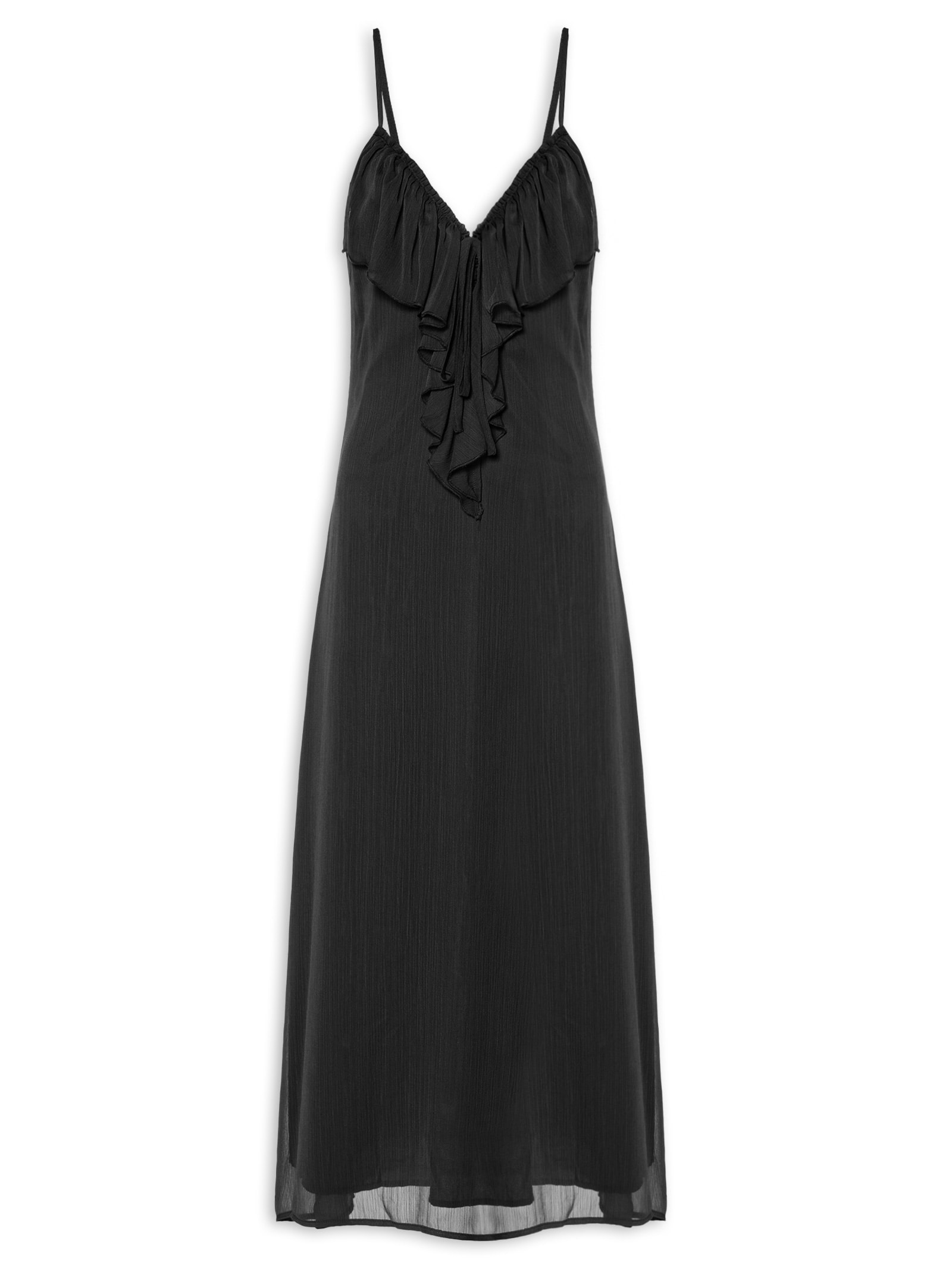 Vestido Midi  Com Babado Preto Market 33