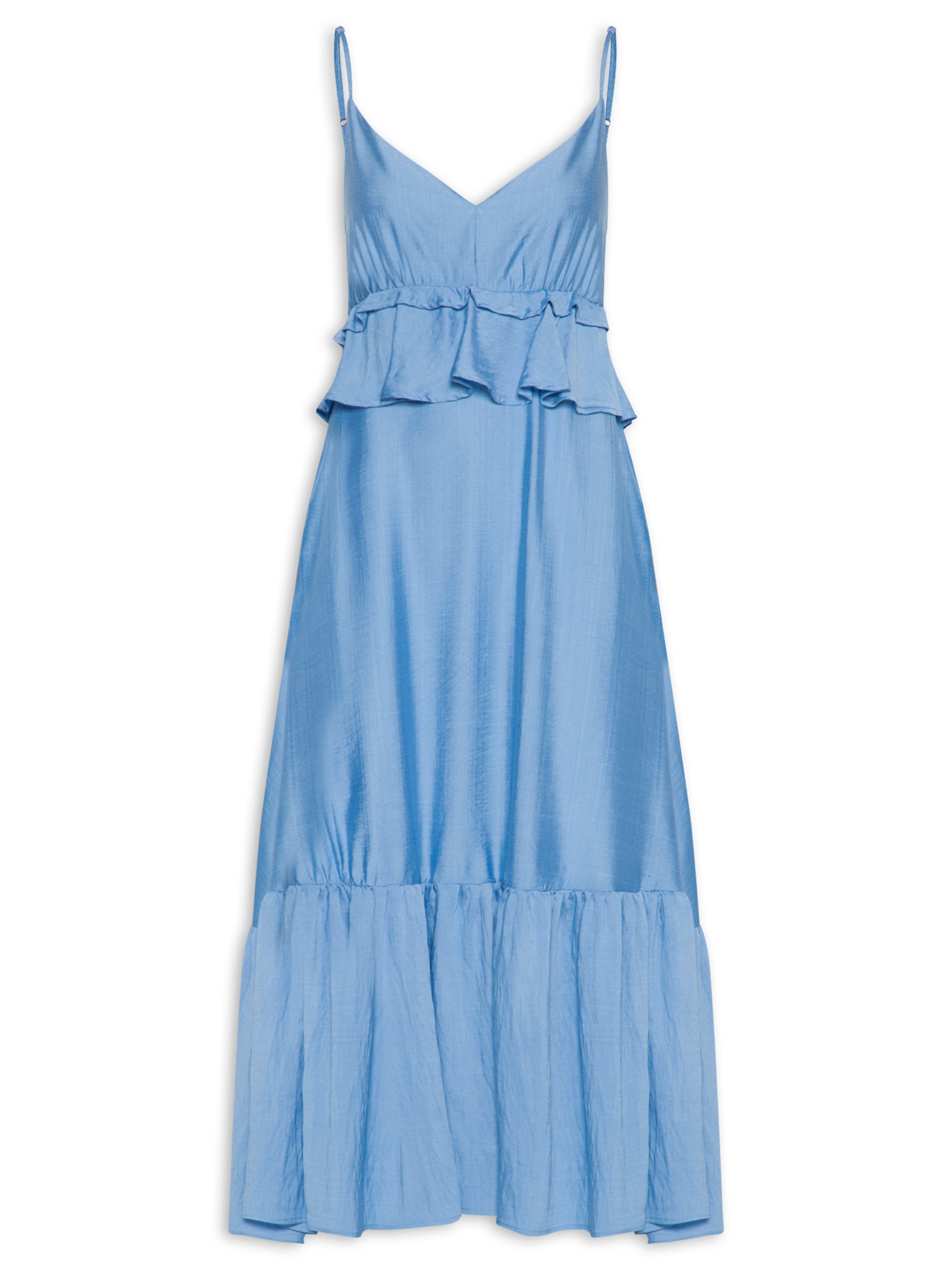 Vestido Midi com Babados Azul Market 33