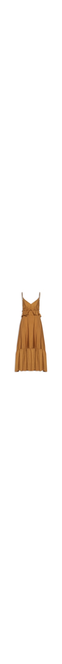 Vestido Midi com Babados - Marrom