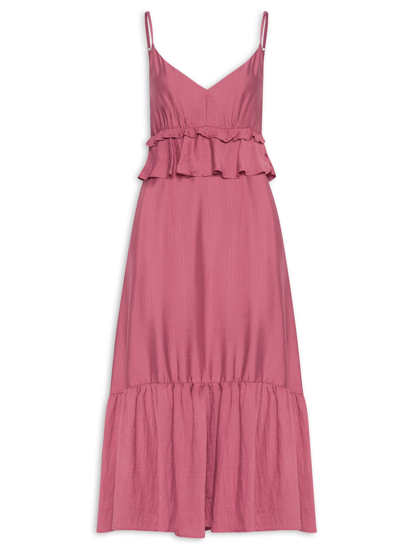 Vestido Midi com Babados Rosa Market 33
