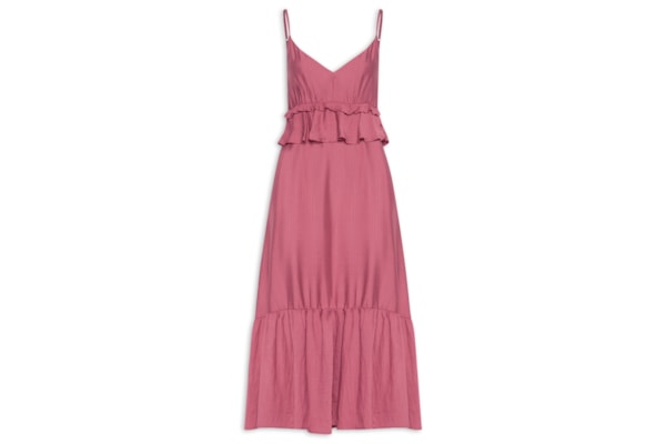 Vestido Midi com Babados - Rosa