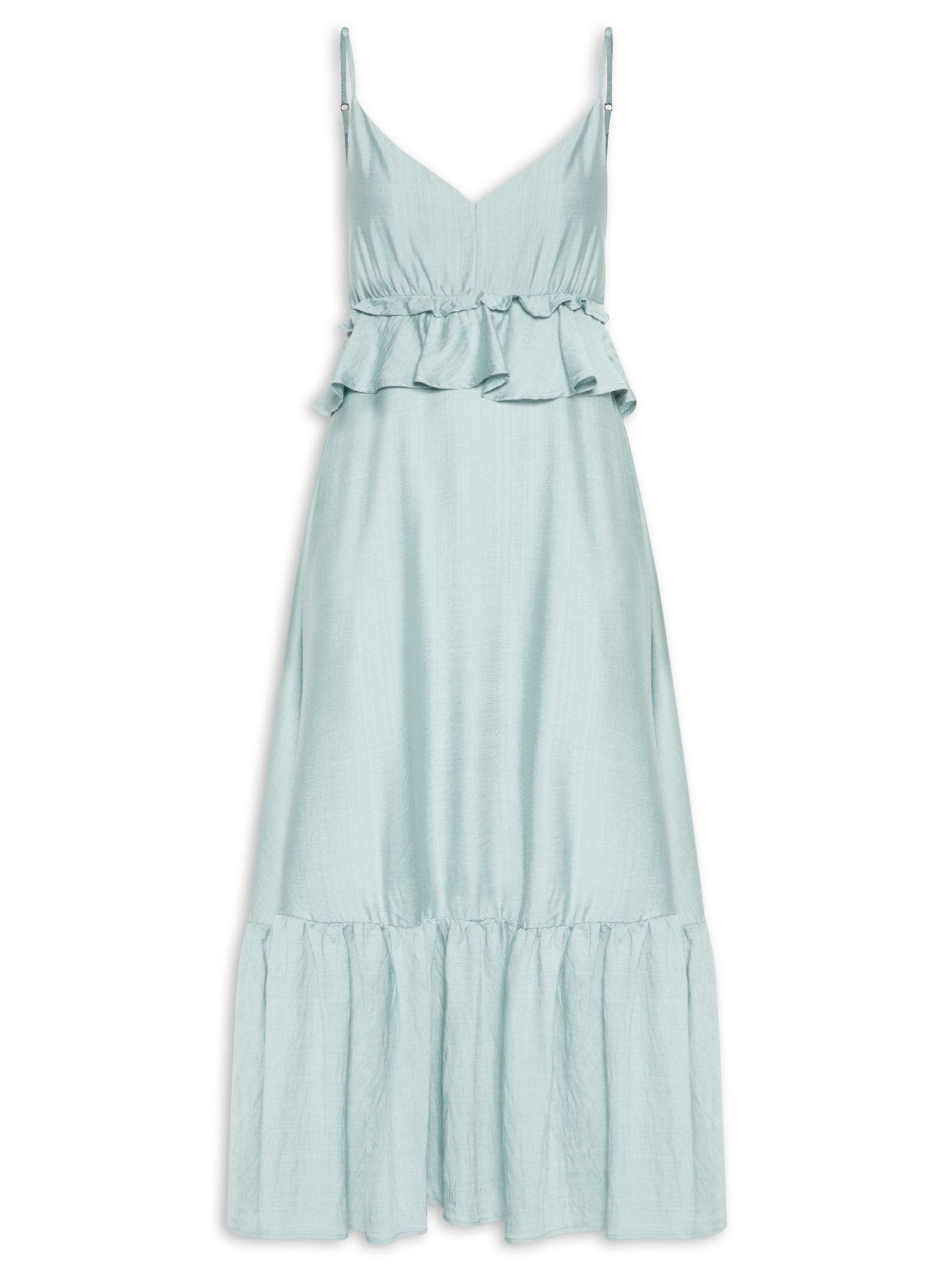 Vestido Midi com Babados Verde Market 33
