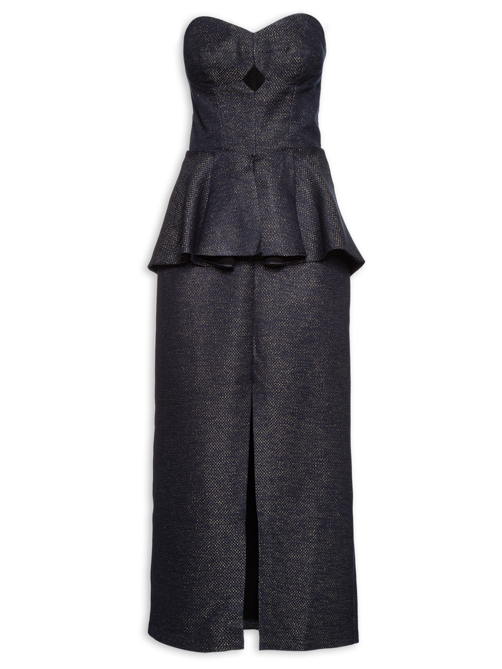 Vestido Midi Com Basqui Azul  Animale