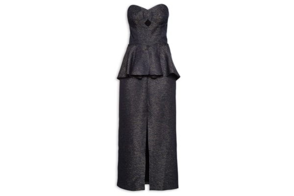 Vestido Midi Com Basqui - Azul 