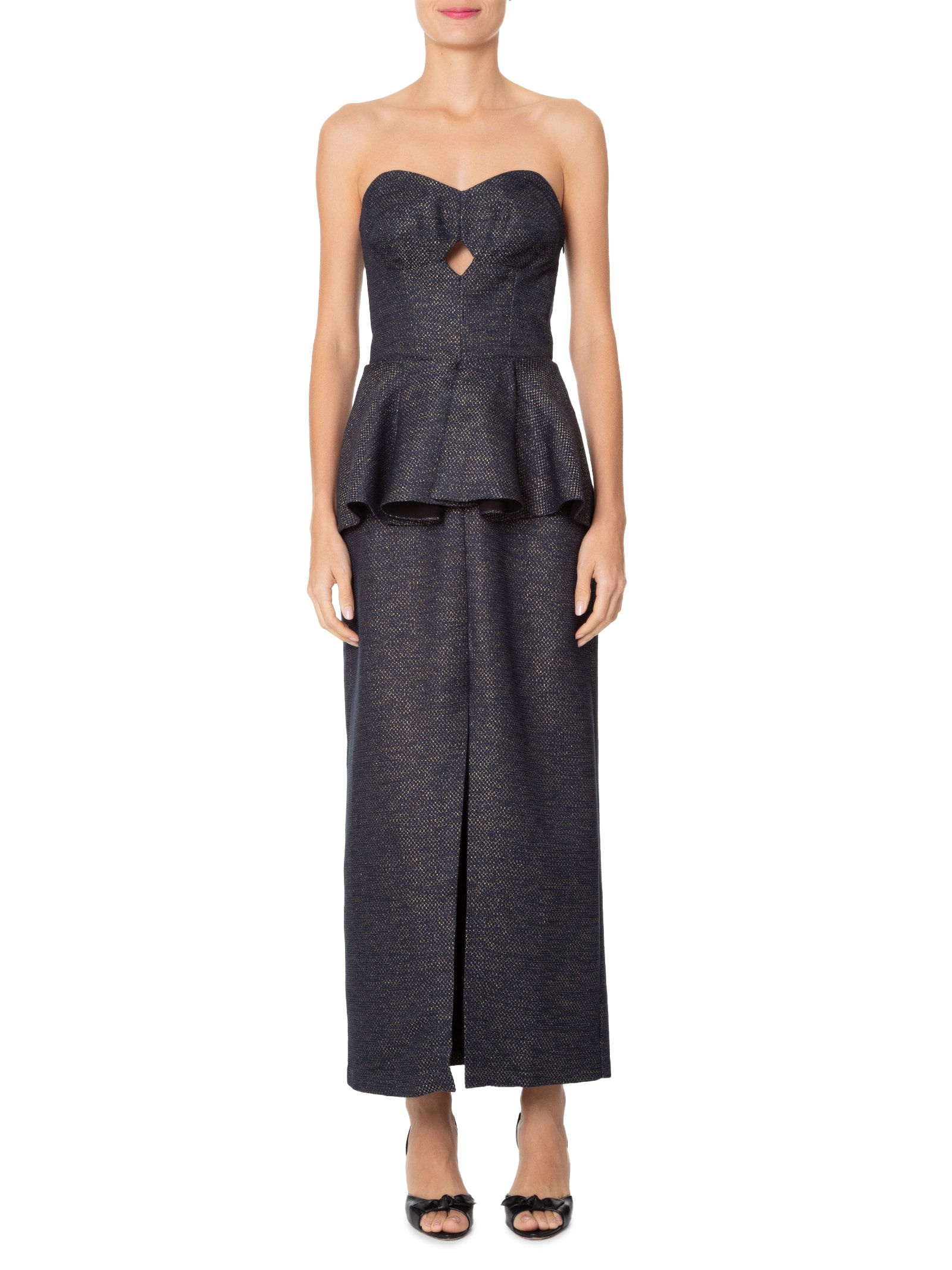 Vestido Midi Com Basqui Azul  Animale
