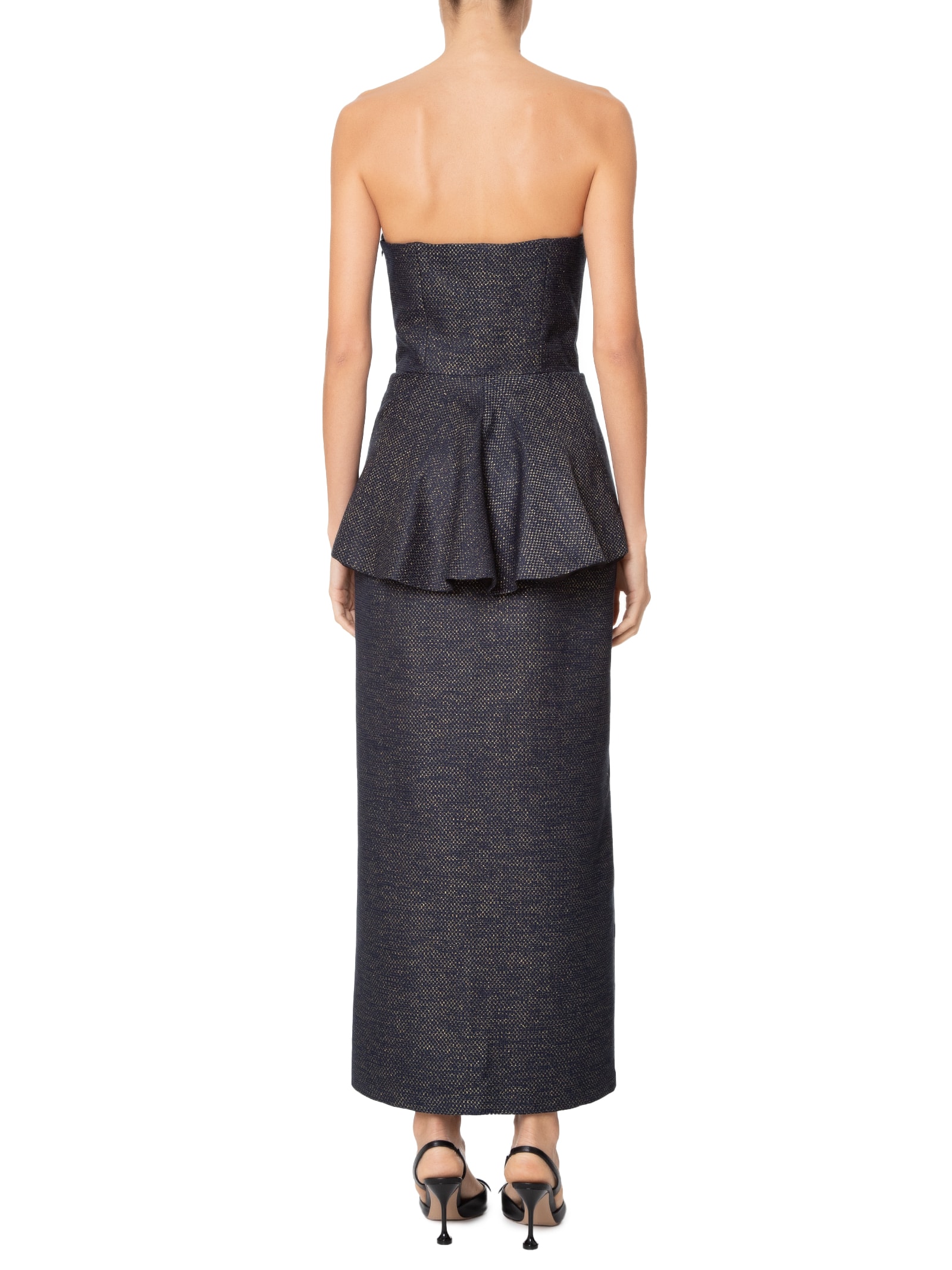 Vestido Midi Com Basqui Azul  Animale