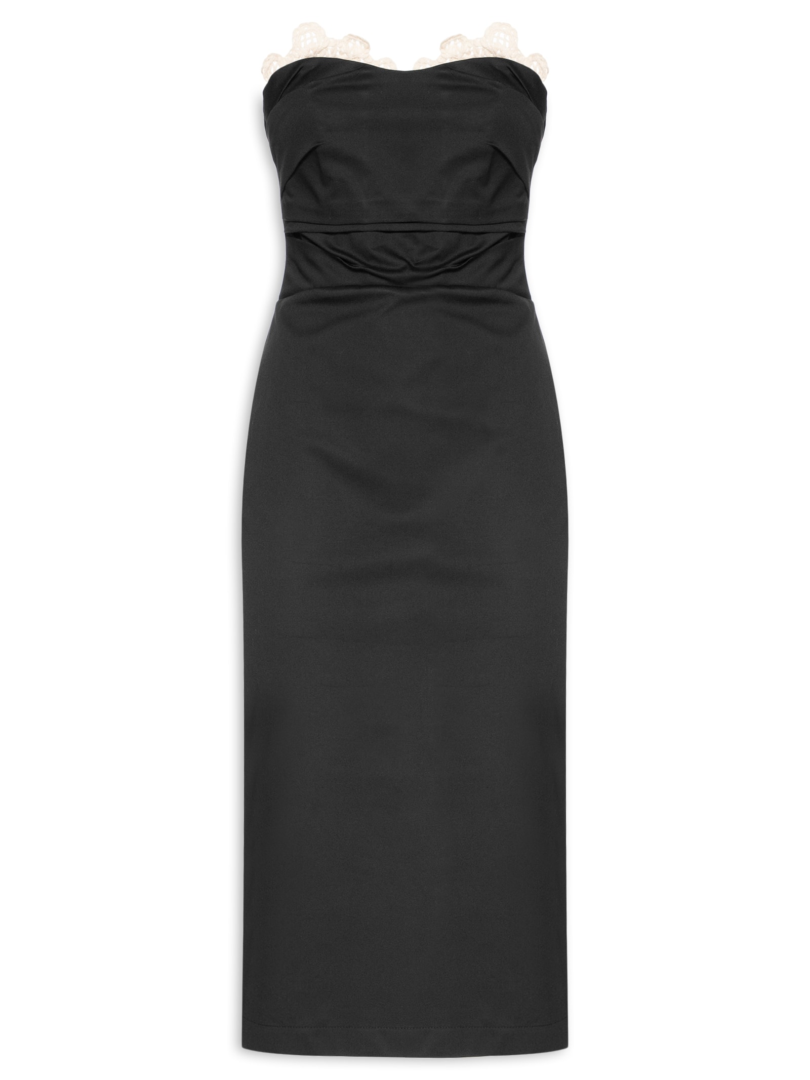 Vestido Midi Com Bordado Preto Lança Perfume