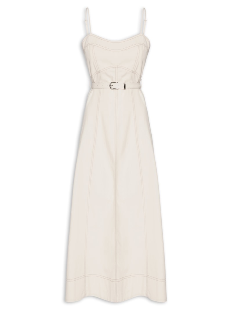 Vestido Midi Com Cinto – Bege, Basiq