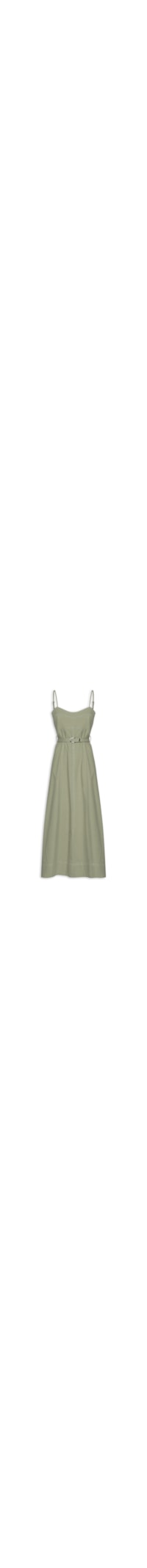 Vestido Midi Com Cinto - Verde