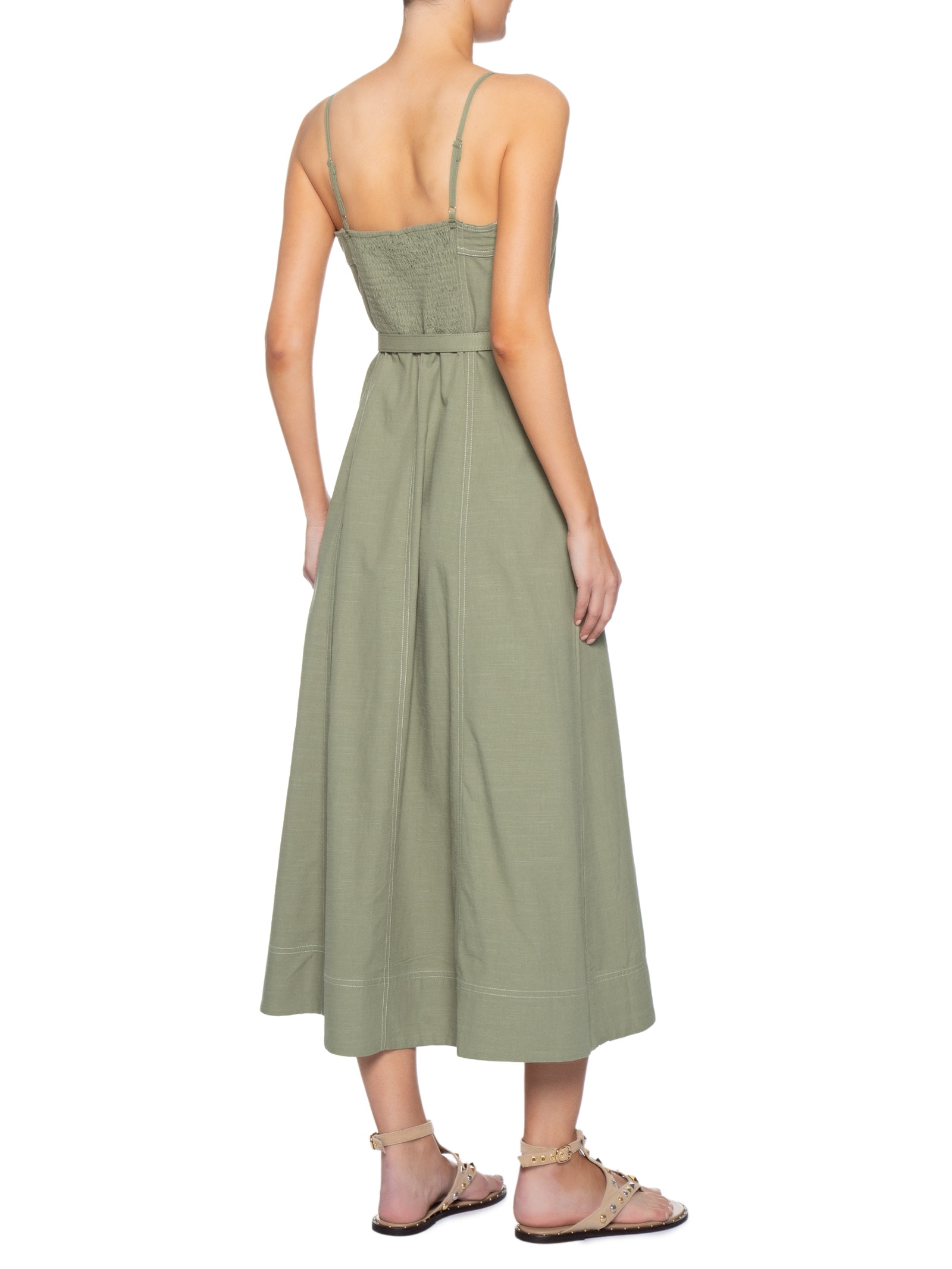 Vestido Midi Com Cinto Verde Basiq