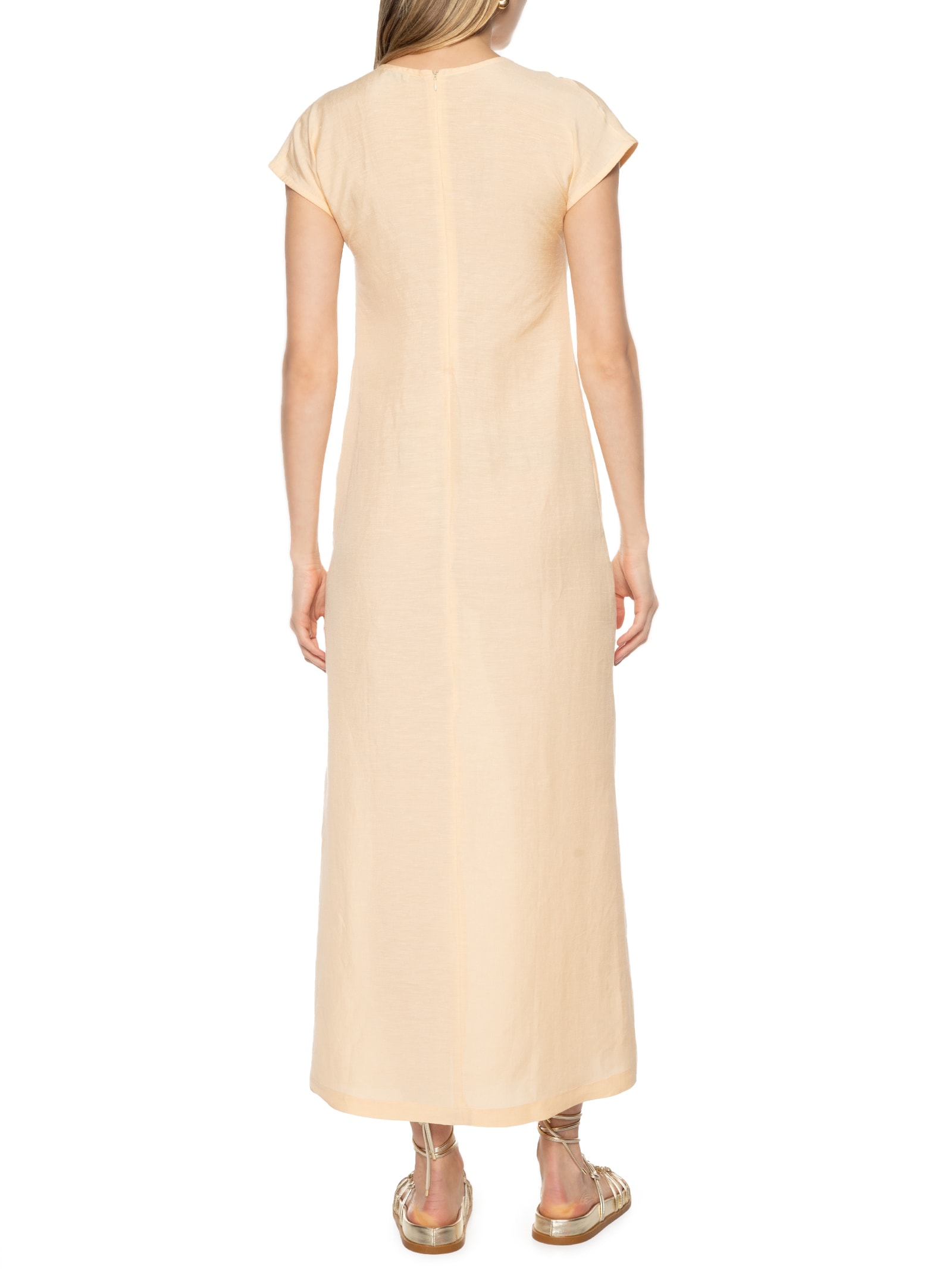 Vestido Midi Com Decote V Amarelo Basiq