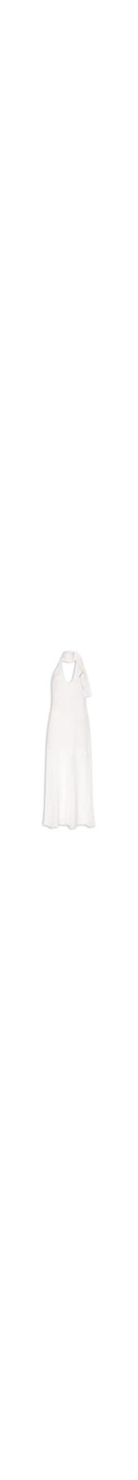 Vestido Midi Com Decote V Em Seda Pura - Branco
