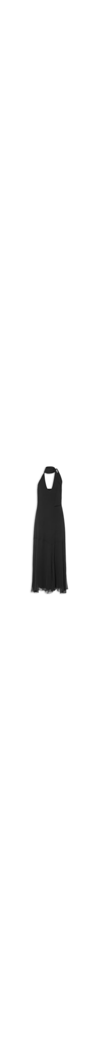 Vestido Midi Com Decote V Em Seda Pura - Preto