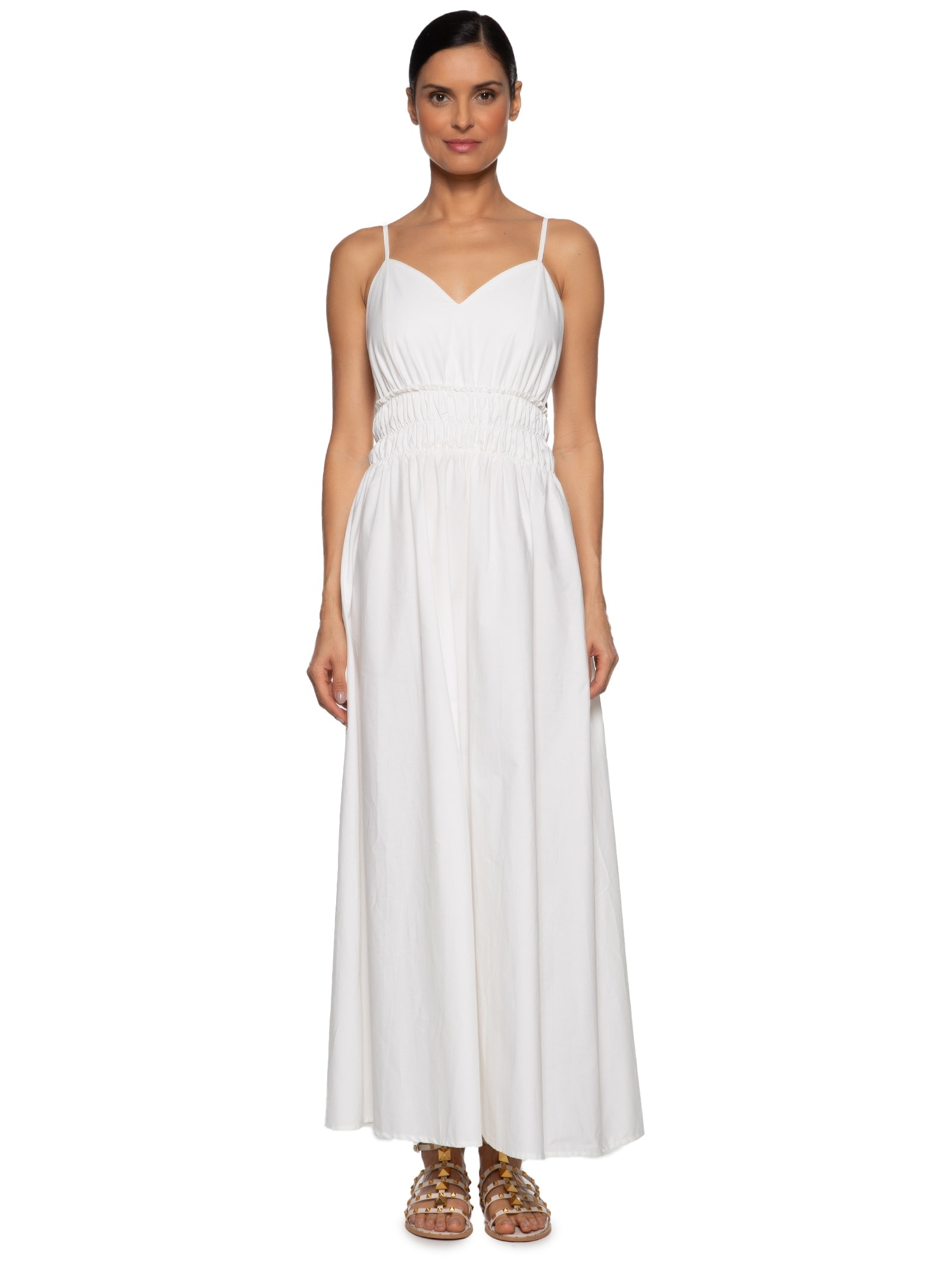 Vestido Midi Com Detalhe Franzido Na Cintura Off White Market 33