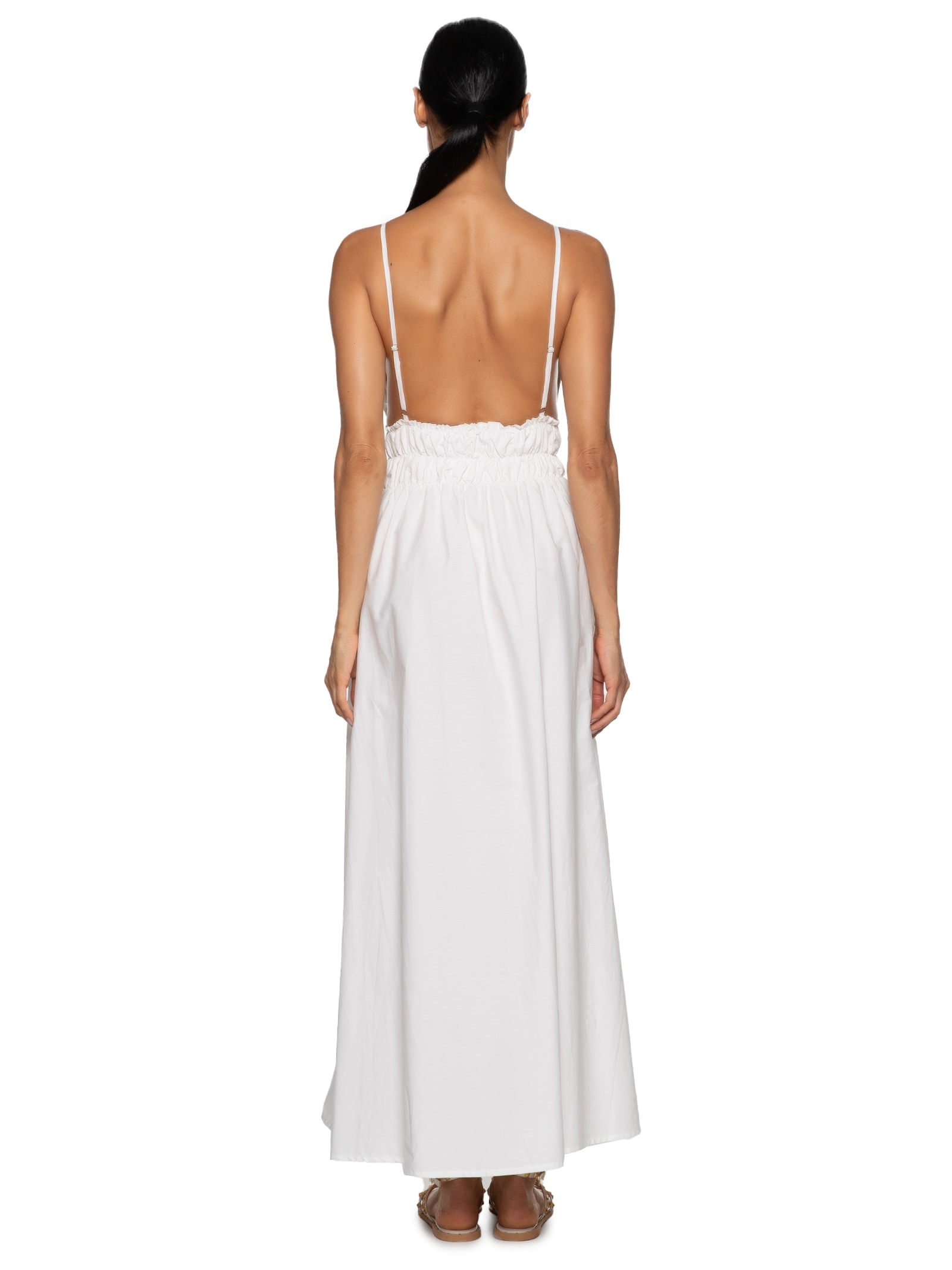 Vestido Midi Com Detalhe Franzido Na Cintura Off White Market 33