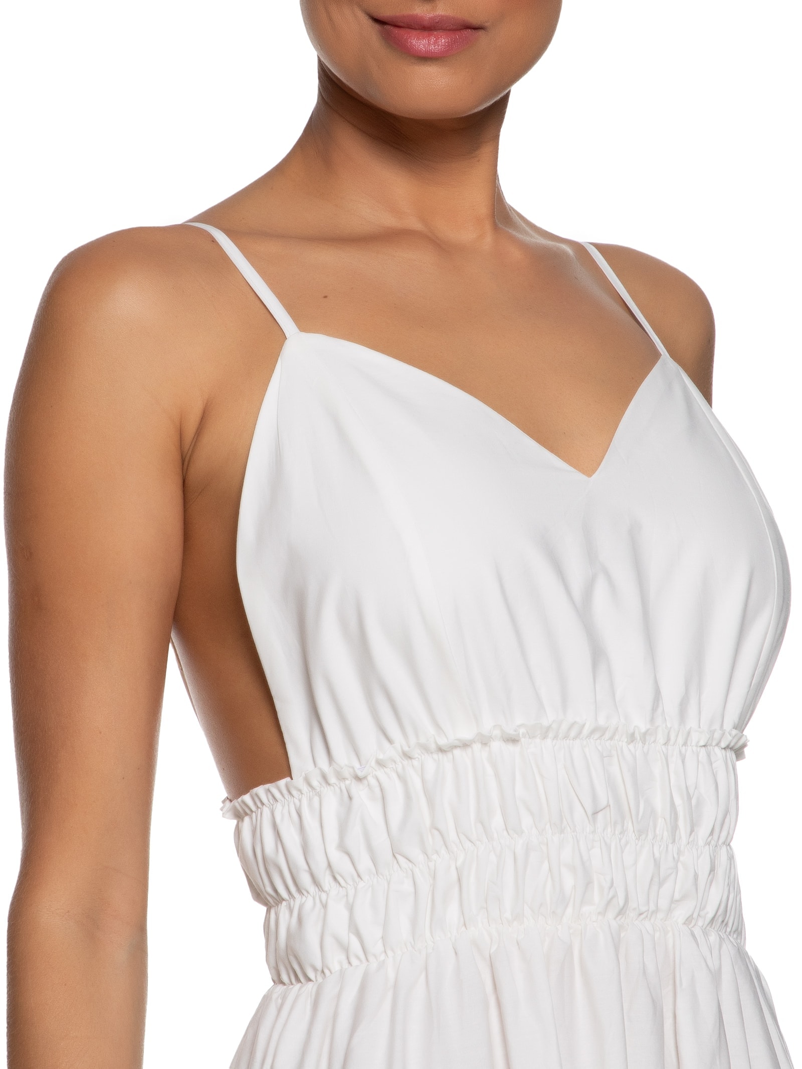 Vestido Midi Com Detalhe Franzido Na Cintura Off White Market 33