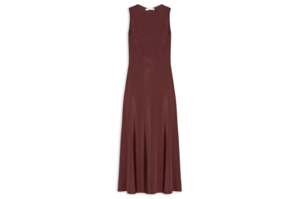 Vestido Midi Com Detalhe Nas Costas - Marrom