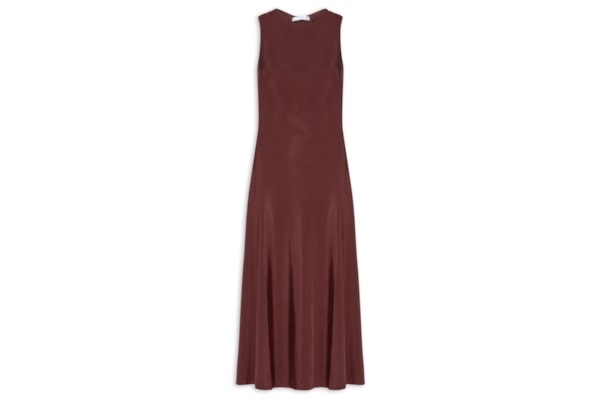 Vestido Midi Com Detalhe Nas Costas - Marrom