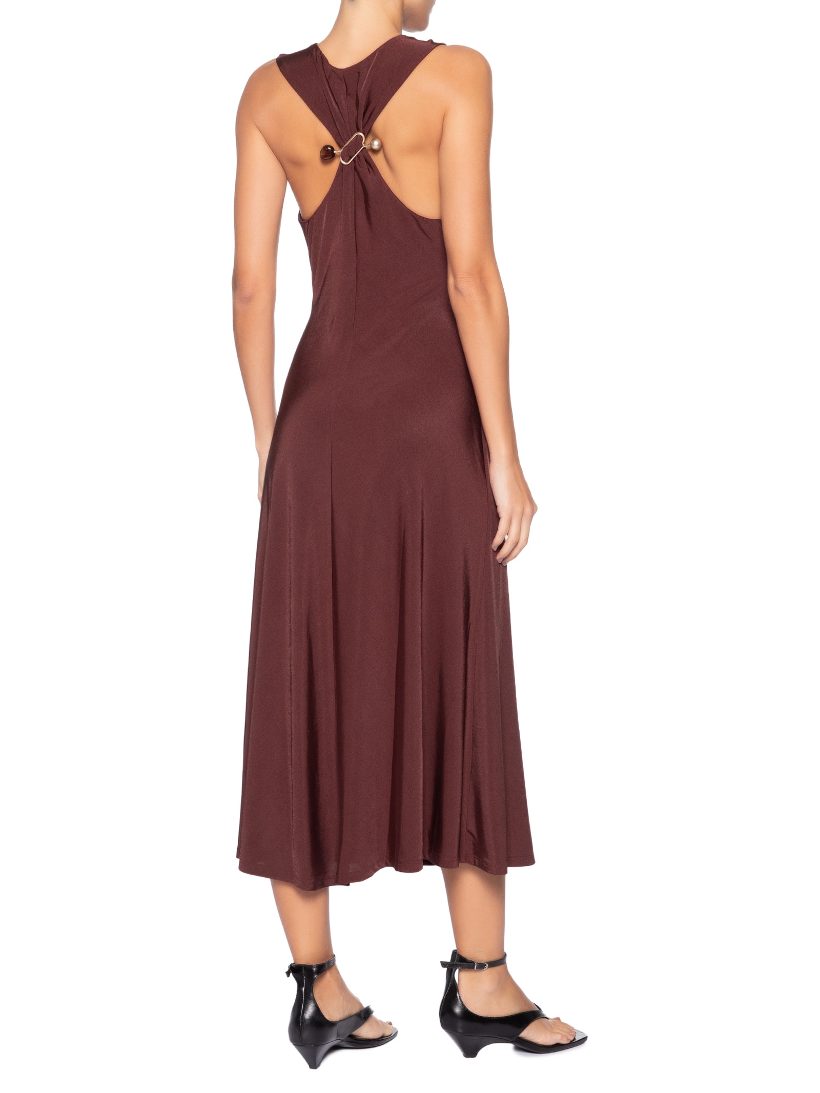 Vestido Midi Com Detalhe Nas Costas Marrom '2Essential