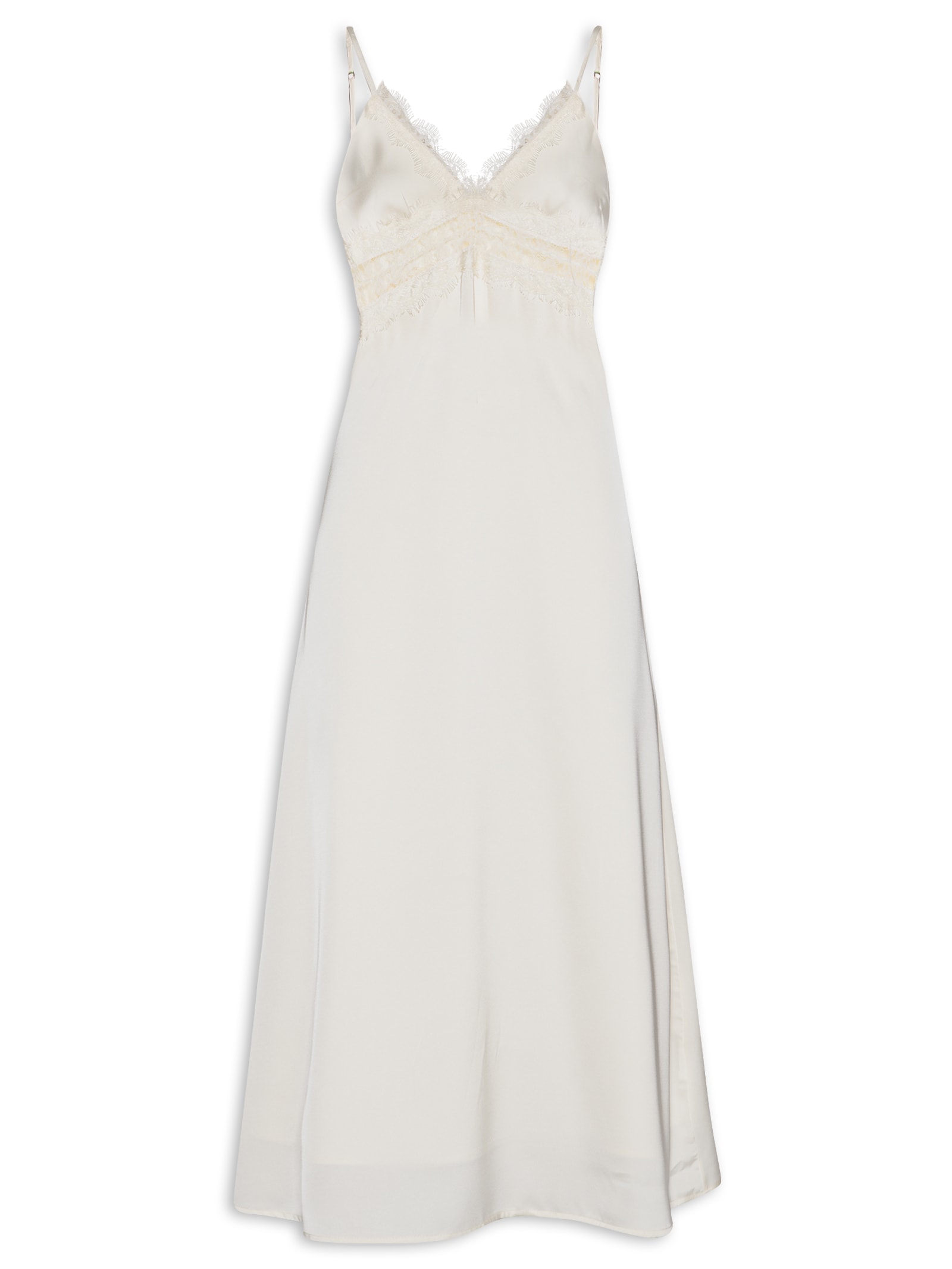 Vestido Midi Com Detalhes Em Renda Off White Market 33