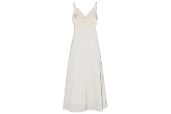 Vestido Midi Com Detalhes Em Renda - Off White
