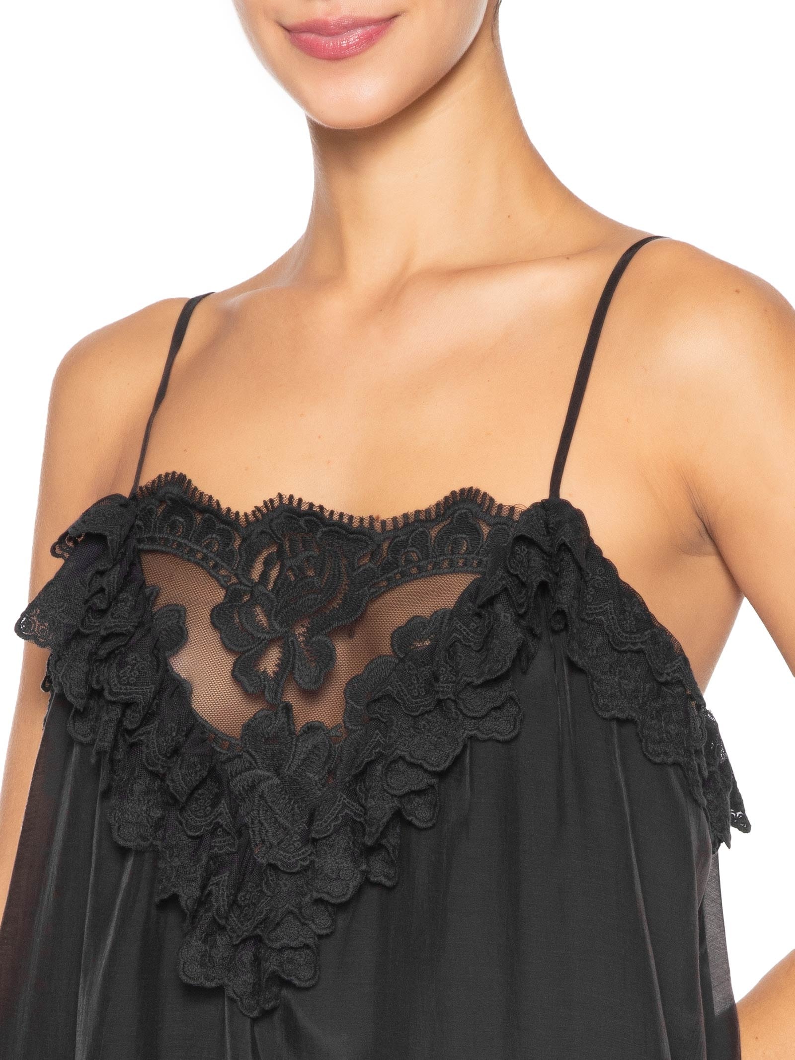 Vestido Midi Com Detalhes Em Renda Preto '2Essential