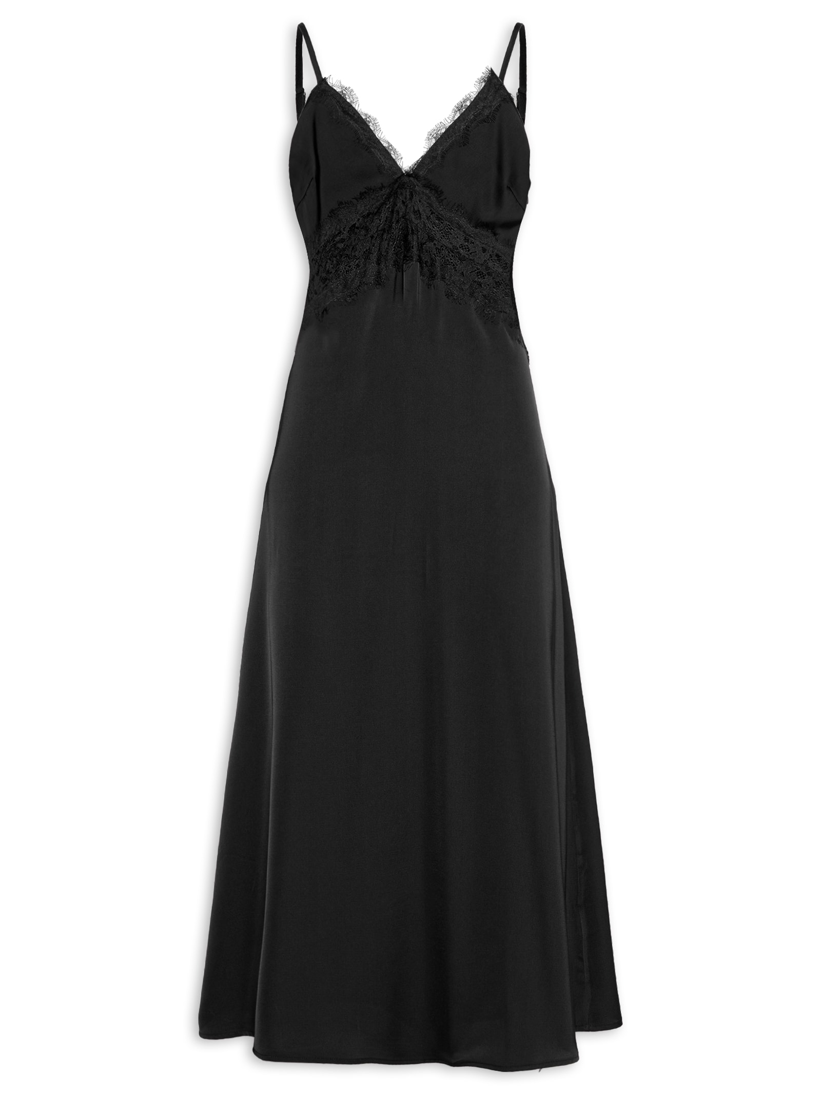Vestido Midi Com Detalhes Em Renda Preto Market 33