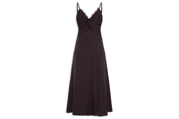Vestido Midi Com Detalhes Em Renda - Roxo