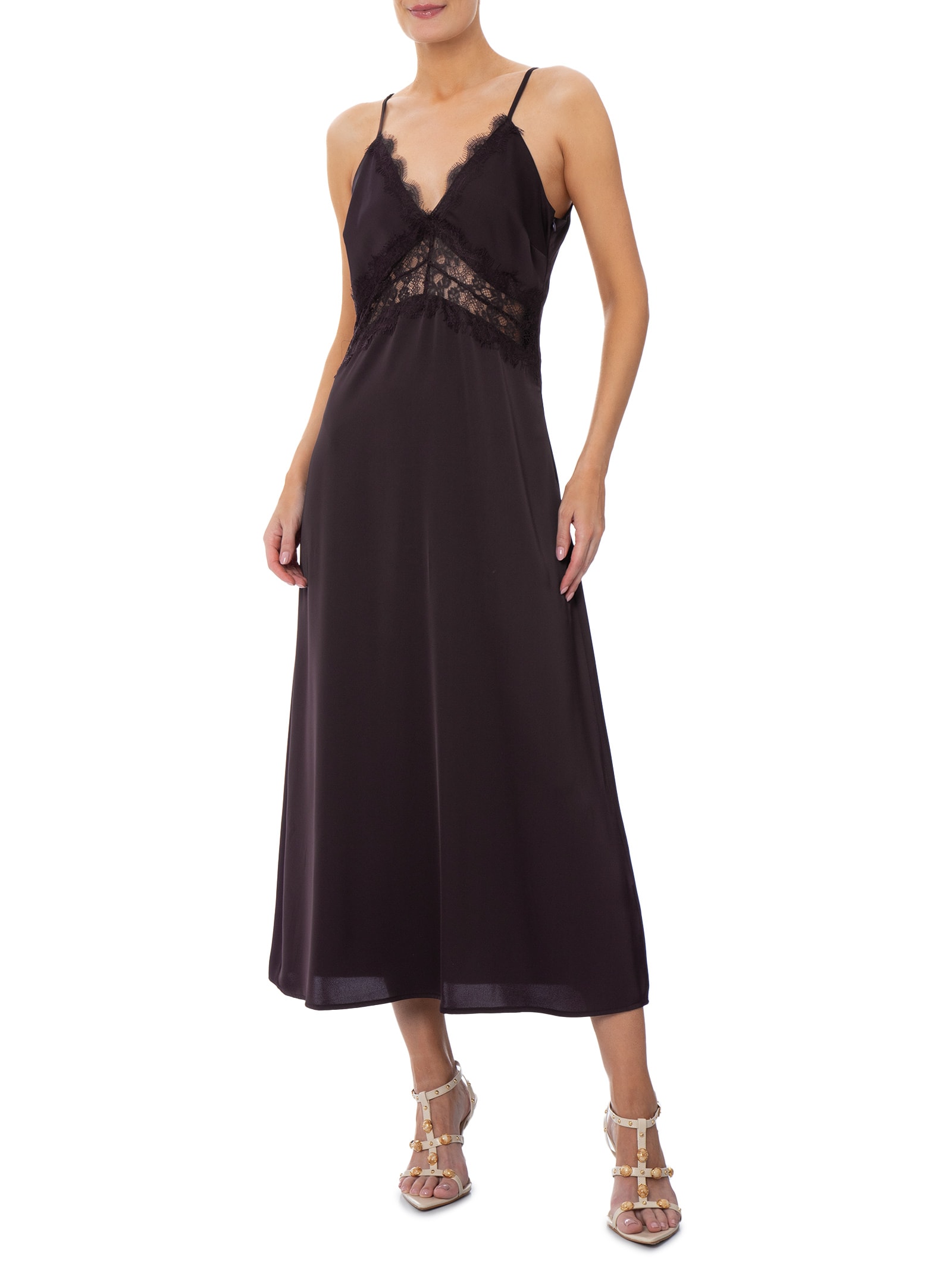 Vestido Midi Com Detalhes Em Renda Roxo Market 33