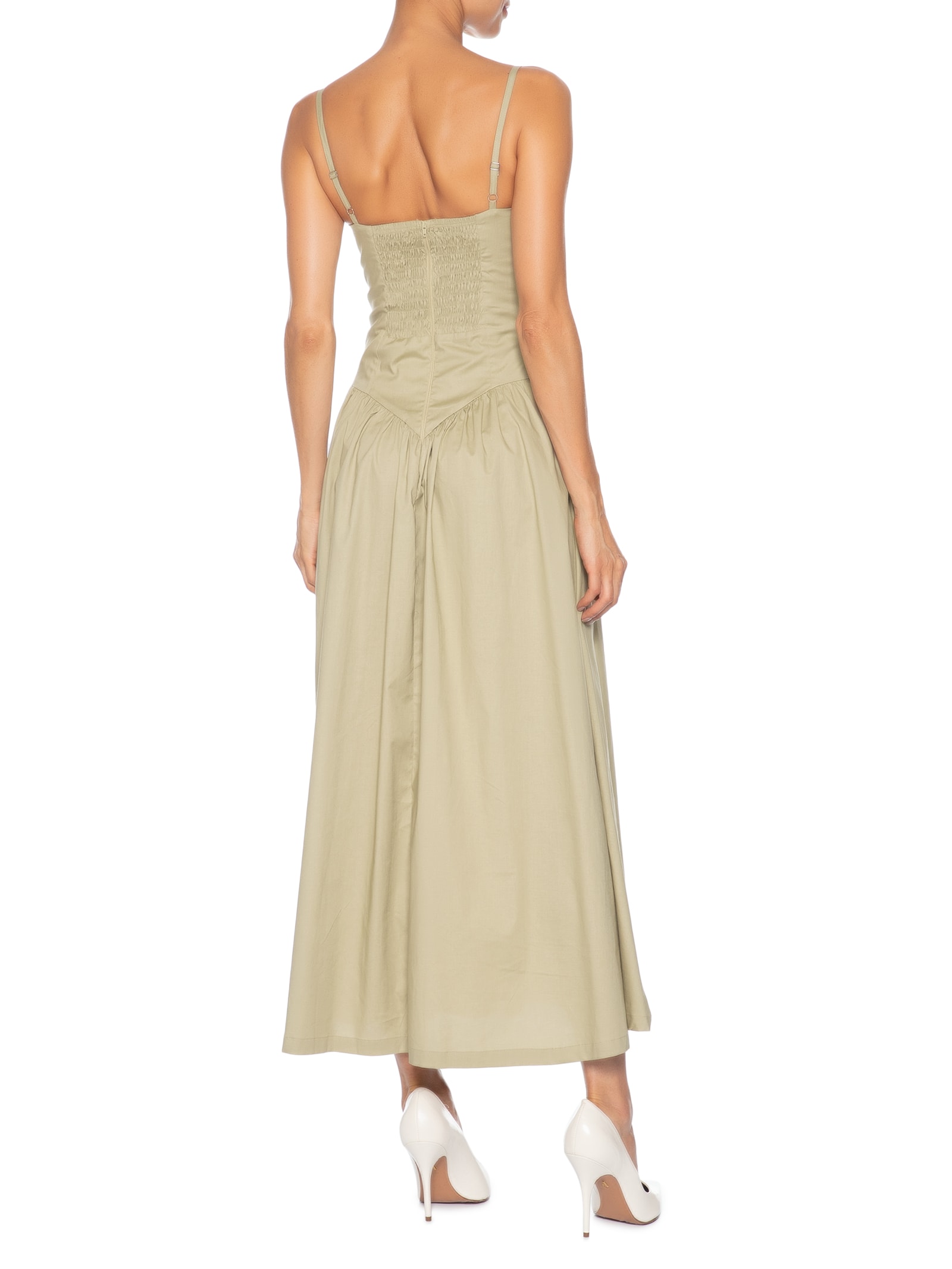 Vestido Midi Com Fenda Lateral Bege '2Essential