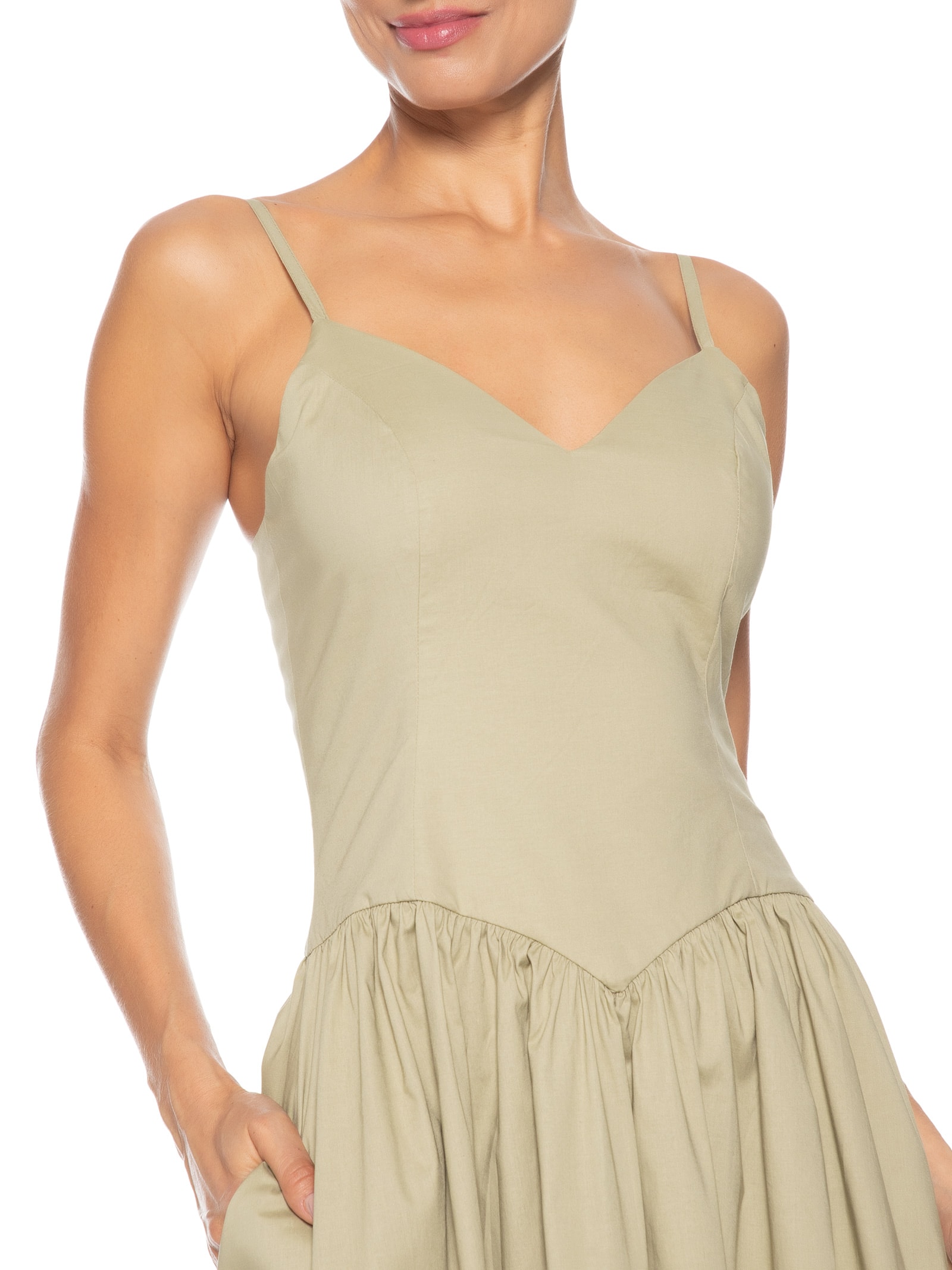 Vestido Midi Com Fenda Lateral Bege '2Essential