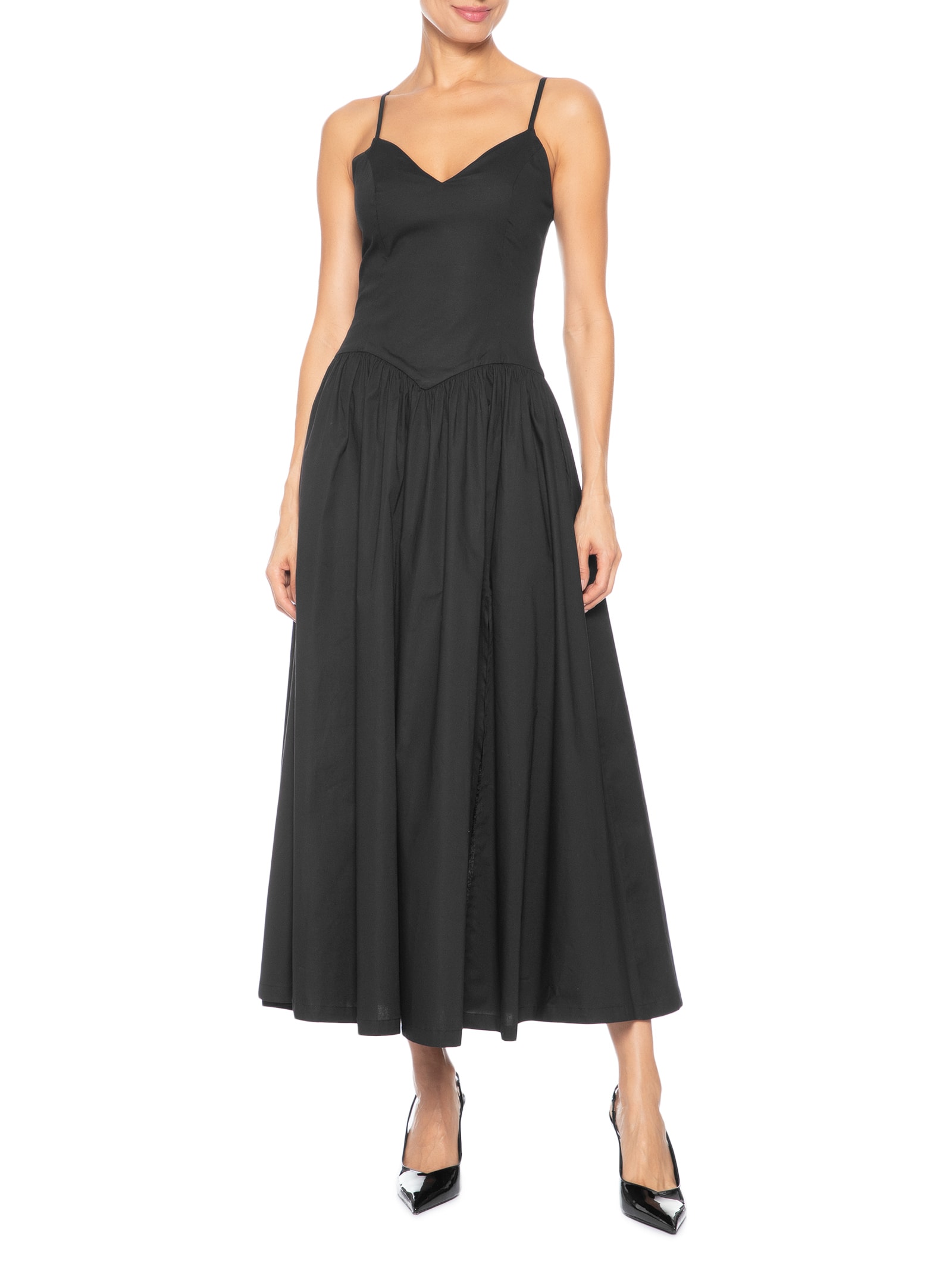 Vestido Midi Com Fenda Lateral Preto '2Essential